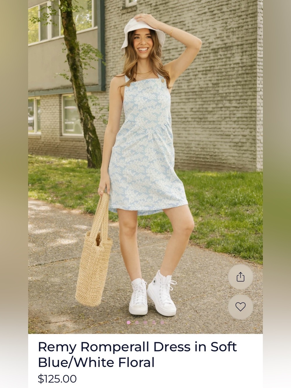 Smash + Tess Remy Romperall Dress - Soft Blue/White Floral XL
